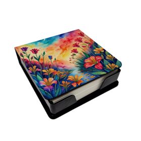 Colorful Alstroemerias PU Leather Note Paper Holder with Artist-Designed Cover, Desk Accessory, Office Gift