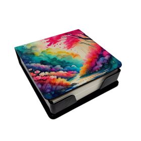 Colorful Azaleas PU Leather Note Paper Holder with Artist-Designed Cover, Desk Accessory, Office Gift