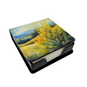 Kentucky Goldenrod in Watercolor PU Leather Note Paper Holder with Artist-Designed Cover, Desk Accessory, Office Gift
