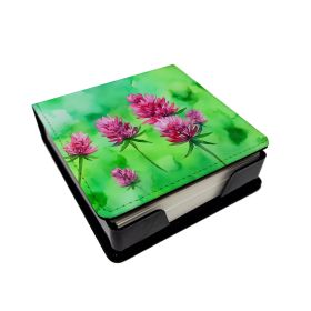 Vermont Red Clover in Watercolor PU Leather Note Paper Holder with Artist-Designed Cover, Desk Accessory, Office Gift