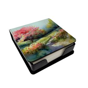 North Carolina Dogwoods in Watercolor PU Leather Note Paper Holder with Artist-Designed Cover, Desk Accessory, Office Gift