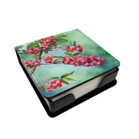 Pennsylvania Mountain Laurels in Watercolor PU Leather Note Paper Holder with Artist-Designed Cover, Desk Accessory, Office Gift