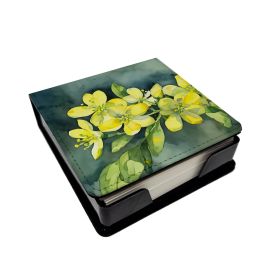 South Carolina Yellow Jessamine in Watercolor PU Leather Note Paper Holder with Artist-Designed Cover, Desk Accessory, Office Gift