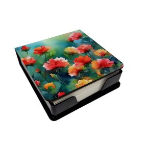 Ohio Scarlet Carnations in Watercolor PU Leather Note Paper Holder with Artist-Designed Cover, Desk Accessory, Office Gift