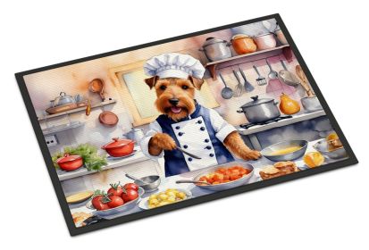 Welsh Terrier The Chef Doormat Front Door Mat Indoor Outdoor Rugs for Entryway, Non Slip Washable Low Pile, 24H X 36W