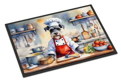 Schnauzer The Chef Doormat Front Door Mat Indoor Outdoor Rugs for Entryway, Non Slip Washable Low Pile, 24H X 36W