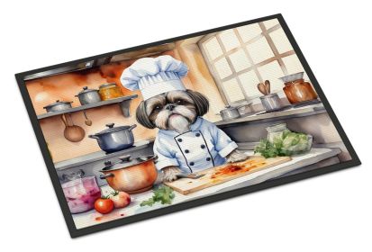 Shih Tzu The Chef Doormat Front Door Mat Indoor Outdoor Rugs for Entryway, Non Slip Washable Low Pile, 24H X 36W