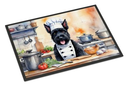 Scottish Terrier The Chef Doormat Front Door Mat Indoor Outdoor Rugs for Entryway, Non Slip Washable Low Pile, 24H X 36W