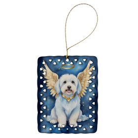 Coton de Tulear My Angel Porcelain Ornament Christmas Tree Hanging Decorations for Home Christmas Holiday, Rectangle, Gift, Multicolor