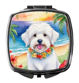 Coton de Tulear Luau Compact Mirror Decorative Travel Makeup Mirror for Women Girls Gifts Pocket Makeup Mirror Folding Handheld