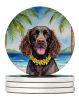 American Water Spaniel Luau Large Sandstone Coasters Pack of 4 Absorbent Round Coasters Decor Gifts for Men or Women, 4 in, Multicolor