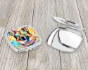 German Shepherd Hippie Dawg Compact Mirror Decorative Travel Makeup Mirror for Women Girls Gifts Pocket Makeup Mirror Folding Handheld