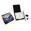 Colorful Delphinium PU Leather Note Paper Holder with Artist-Designed Cover, Desk Accessory, Office Gift