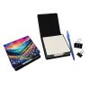Colorful Annual Larkspur PU Leather Note Paper Holder with Artist-Designed Cover, Desk Accessory, Office Gift