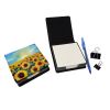 Kansas Sunflowers in Watercolor PU Leather Note Paper Holder with Artist-Designed Cover, Desk Accessory, Office Gift