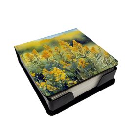 Nebraska Goldenrod in Watercolor PU Leather Note Paper Holder with Artist-Designed Cover, Desk Accessory, Office Gift (Default: Default)